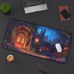 Dark Academia Deskmat, Witchy Mousepad, Enchanted Library Mat, Computer Gaming Desk Mat, Laptop Mat, Mystic Keyboard Pad
