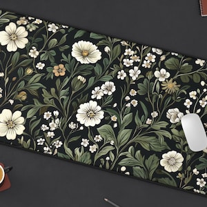 Botanical Art Nouveau Desk Mat: Floral Office Decor