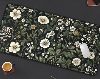 Botanical Art Nouveau Desk Mat: Floral Office Decor