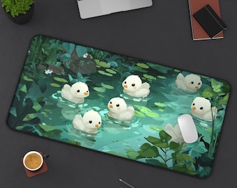 Kawaii Duckling Desk Mat: Lofi Anime Gamer Deskpad