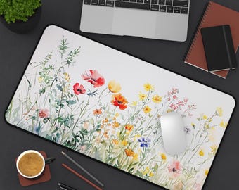 Podkładka na biurko Cottagecore Floral: Podkładka na klawiaturę XL z motywem roślin akwarelowych