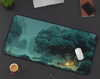 Gloomy Forest Desk Mat: Gothic Woodland Mousepad