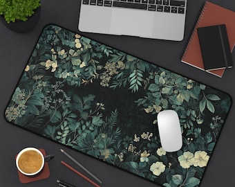 Darkcore Cottage Schreibtischmatte: Florale botanische Schreibtischunterlage