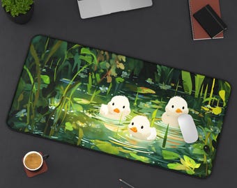 Kawaii Duckling Desk Mat: Lofi Anime Gamer Deskpad