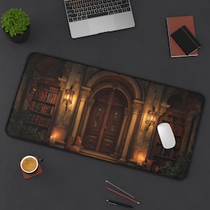 Dark Academia Schreibtischmatte: Hexenbibliothek, Gothic Dekor