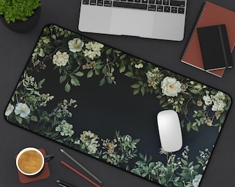 Darkcore Cottage Schreibtischmatte: Florale botanische Schreibtischunterlage