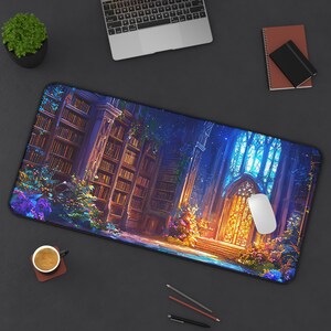 Dark Academia Deskmat, Witchy Mousepad, Enchanted Library Mat, Computer Gaming Desk Mat, Laptop Mat, Mystic Keyboard Pad
