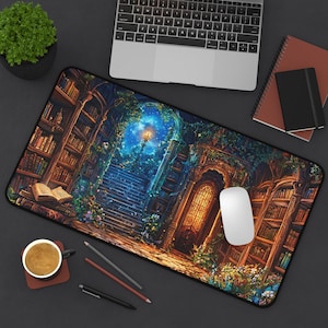 Dark Academia Deskmat, Witchy Mousepad, Enchanted Library Mat, Computer Gaming Desk Mat, Laptop Mat, Mystic Keyboard Pad