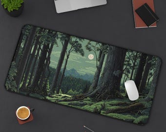 Gloomy Forest Desk Mat: Gothic Woodland Mousepad