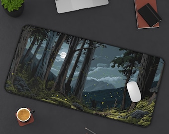 Gloomy Forest Desk Mat: Gothic Woodland Mousepad