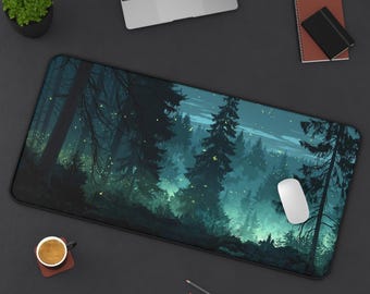 Gloomy Forest Desk Mat: Gothic Woodland Mousepad
