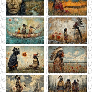 Cartões ATC, Diário de lixo caprichoso, Caprichoso, Cartões ATC caprichosos, Cartões de diário ATC, Índios nativos americanos, Arte caprichosa, Índios