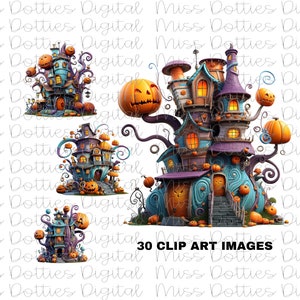 Halloween Clip Art, Halloween House, Haunted House, Clip Art, Digital Download, Printable Download