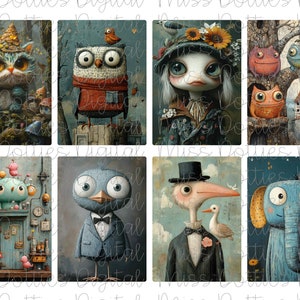 ATC cards, Whimsical Junk Journal, Whimsical ATC Cards, Whimsical Journal Cards, ATC's, Pop-Art, Whimsical, Fantasy, Fantasy Cards