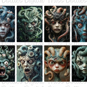 Cartões ATC, Diário de Fantasia, Terror, Imagens ATC de Fantasia, Cartões de Diário de Terror, Imagens Digitais de Monstros, Arte de Parede, Vanguarda, ATC de Terror