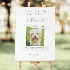 Dog Wedding Welcome Sign with Photo Template, Editable Pet Cat Wedding Poster, Funny Dog Wedding Signage, Pet Wedding Decor, MWB01