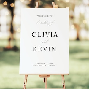 Wedding Welcome Sign Template Large, Editable Minimalist Wedding Welcome Poster, Printable Modern Wedding Welcome Sign Board Canva, MWB01