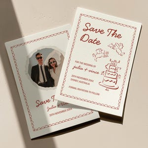 Red Save The Date Wedding Card Template, Editable Whimsy Save Our Date Invite, Handwritten Wedding Announcement, Canva Wedding Invite, RWHIM