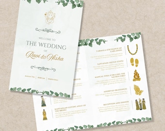 Hindu Wedding Program, Punjabi Wedding Card, Sikh Ceremony Invitation, Indian Timeline Invite, Gujarati Wedding Ceremony Guide Infographic