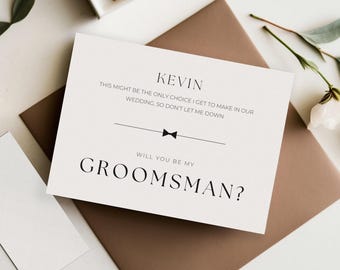 Groomsmen Proposal Card Template, Funny Best Man Proposal Cards, Will You Be My Groomsman, INSTANT DOWNLOAD