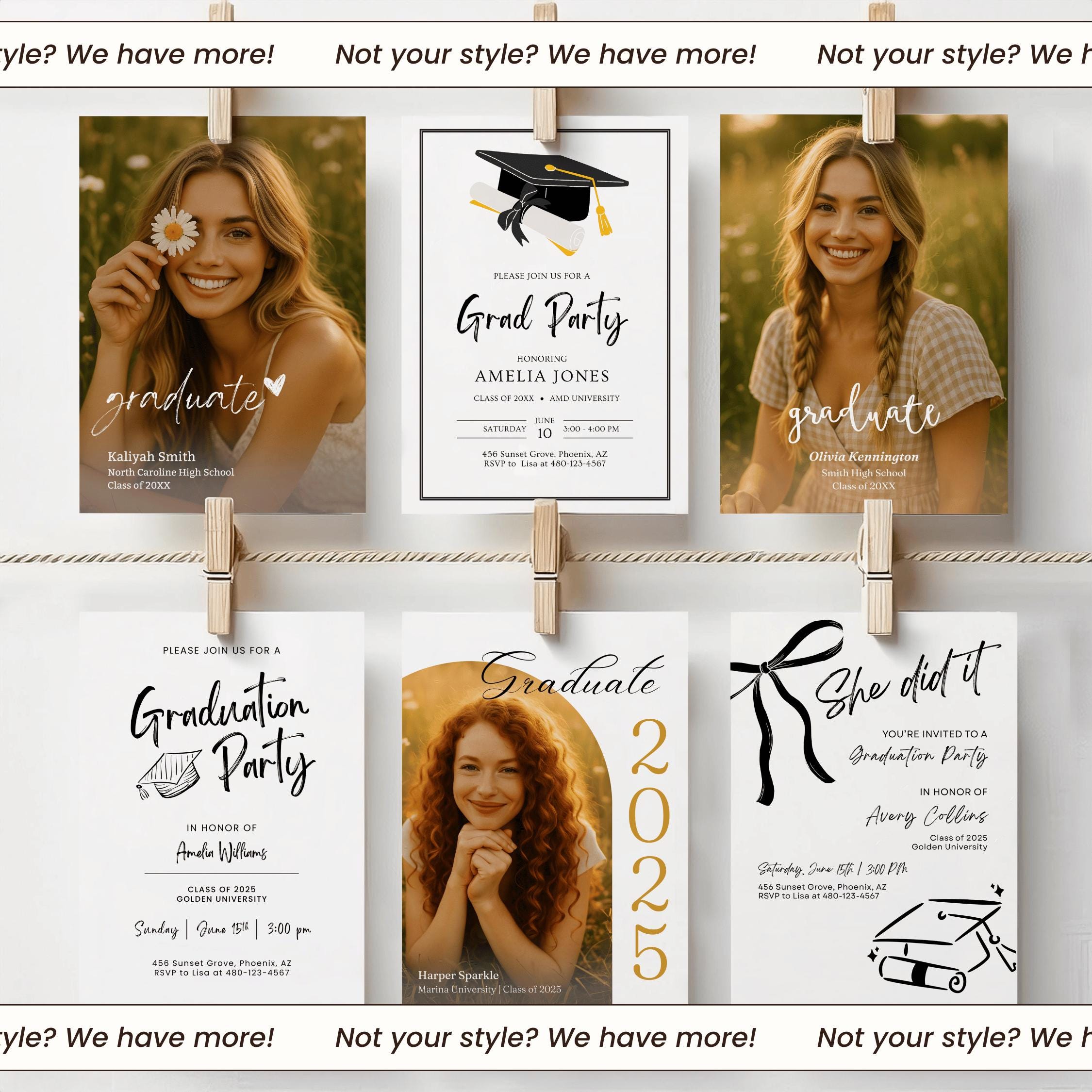 Printable Graduation Party Invitation With Cap & Diploma, Editable Grad ...