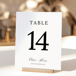 Minimalist Wedding Table Numbers Sign Template, Printable 30 Table Numbers Signage, Editable Table Number Cards, Wedding Table Sign, MWB01