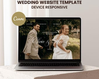 Minimalistyczny szablon strony internetowej Canva Wedding, Elegancka, estetyczna, responsywna strona internetowa, RSVP online, Cyfrowe zaproszenie ślubne, MWB01
