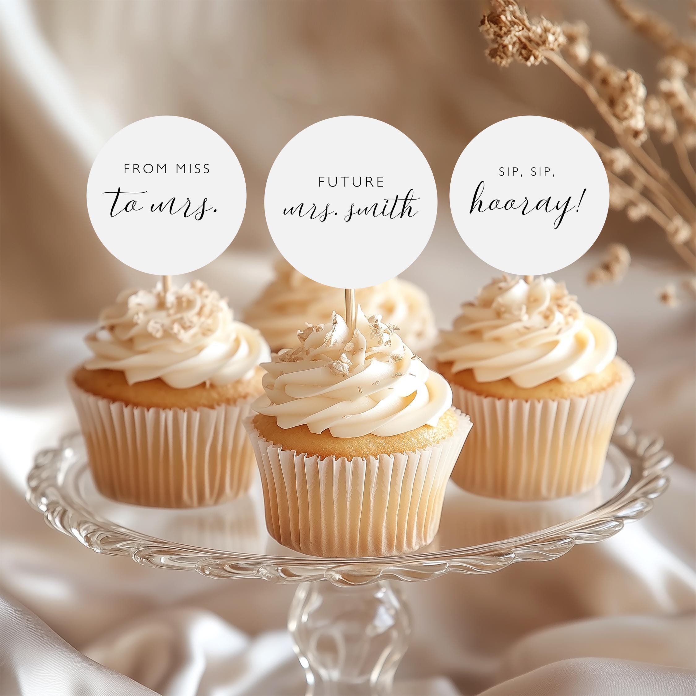 Minimalist Cupcake Toppers Template Bride to Be Cupcake Toppers Bridal Shower Cupcake Labels Printable Neutral Boho Colorful Cupcake Topper
