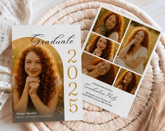Class of 2025 Graduation Announcement Card, Editable Modern Grad Party Invitation, Minimalist Senior High School Grad Invite, Photo Invite