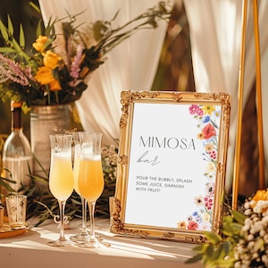 Wildflower Mimosa Bar Sign Template Bridal Shower Momosa Bar Printable Floral Drink Bar Table Sign Editable Bubbly Bar Sign Instant Download
