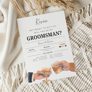 Modèle de carte de proposition de garçon d'honneur carte de proposition de bouteille de bière meilleur homme imprimable Carte de temps pour s'habiller modifiable drôle Will You Be My Groomsman