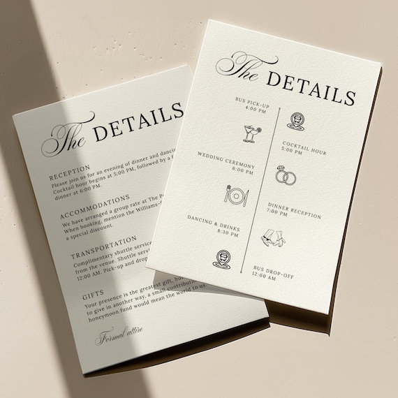 Minimalist Wedding Details Card Template, Editable Wedding Ceremony Timeline, Printable Wedding Program Card, Instant Download, MWB01