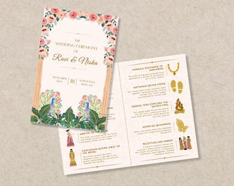 Hindu Wedding Program, Gujarati Wedding Ceremony Program, Indian Wedding Invitation, Sikh Wedding Invite, Punjabi Wedding Timeline Card