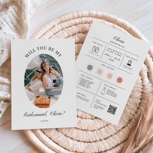 Bridesmaid Proposal Card, Will You Be My Bridesmaid Info Card Template, Minimalist Maid of Honor Invite, Will You Be My Flower Girl Proposal
