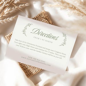 Salbei Grüne Richtungen Kartenvorlage, Druckbare Botanische Lage Beilagenhinweis, Hochzeit Einleger Karte im Grünen, Script Details Karte, GWB01