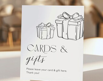 Cards and Gifts Sign Template Printable Minimalist Gift Table Sign Editable Elegant Presents Table Sign Wedding Shower Gift Table Signage