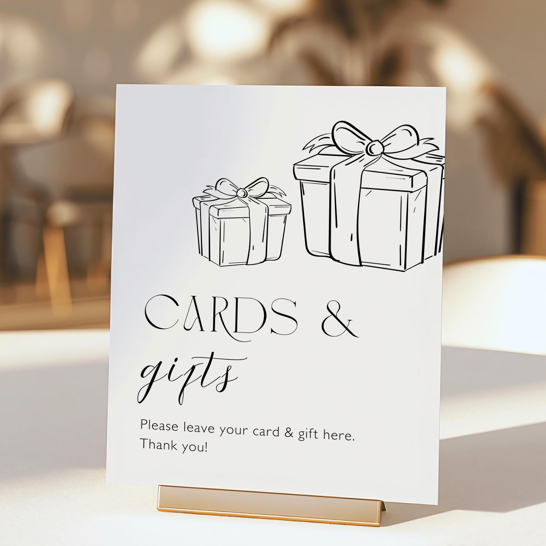 Cards and Gifts Sign Template Printable Minimalist Gift Table Sign ...