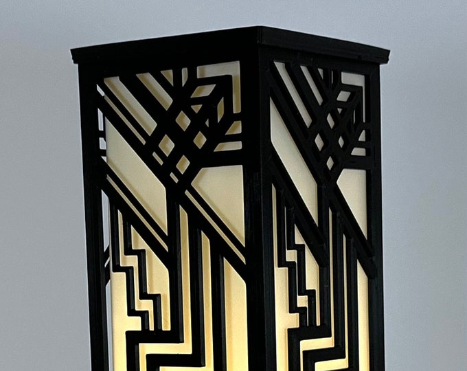 Featured listing image: Vintage-Inspired Art Deco Table Lantern, Geometric Design Desk Light, Elegant Home Decor Lighting