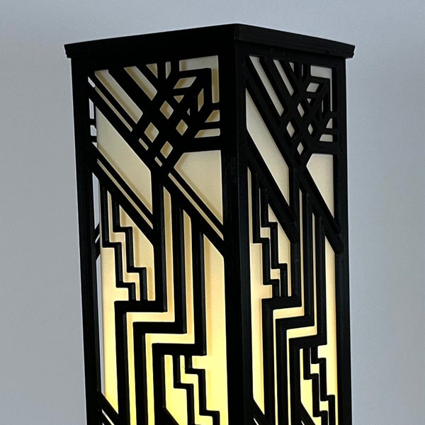 Vintage-Inspired Art Deco Table Lantern, Geometric Design Desk Light, Elegant Home Decor Lighting