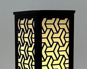 Modern Geometric Table Lantern with LED Light - Stylish Ambient Lighting for Home Decor