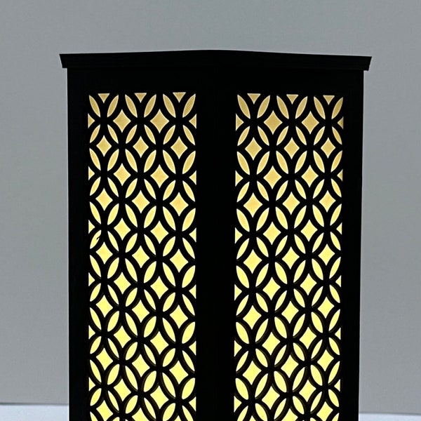 Elegant Geometric Patterned Table Lantern – Ambient Lighting Decor Accent