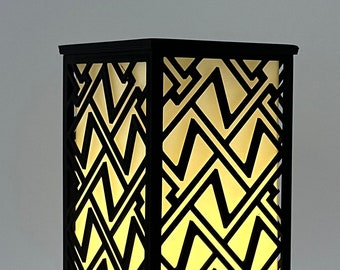 Modern Wavy Z Lantern Lamp, Sleek Black Designer Light Fixture, Artistic Home Decor Lighting