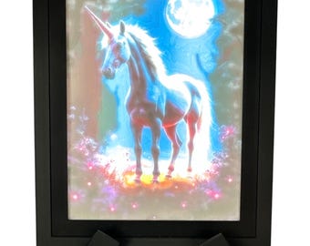 Magical Unicorn - Color Lithophane – AuraFrame Light-Up Display – Light On/Off Dual View