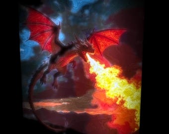 Mystical Dragon - Color Lithophane – AuraFrame Light-Up Display – Light On/Off Dual View