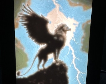 Griffin’s Ascent — Lithophane Panel Set (4-Pack) – For AuraFrame Cube | Magnetic Color Art Panels