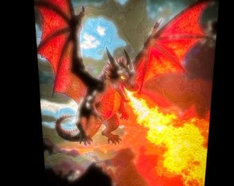Dragon Lithophane Panel Set (4-Pack) – For AuraFrame Cube | Magnetic Color Art Panels