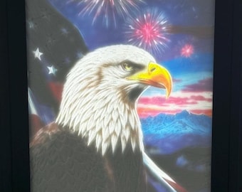 Spinning Light Box – Eagle of Glory | Motorized Rotating 3D Light Box with Swappable Panels