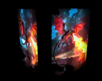 Illuminated Mythical Creature Lantern – Dragon AuraFrame Cube | Color Lithophane Art Lamp