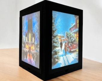 AuraFrame Cube – Timeless Traditions Series | Glowing 3D Light Box with Swappable Panels