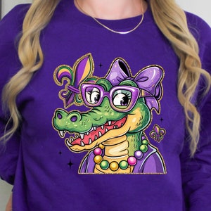 Karneval Krokodil Sweatshirt, Frauen Karneval Kostüm, Karneval Alligator Shirts, Fetter Montag Pullover, lustiges Karneval Karneval Shirt